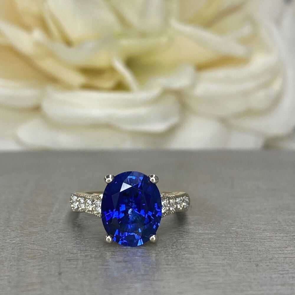Wedding Ring Solid 950 Platinum 4.04 Ct Certified Sapphire Lab Created Diamond