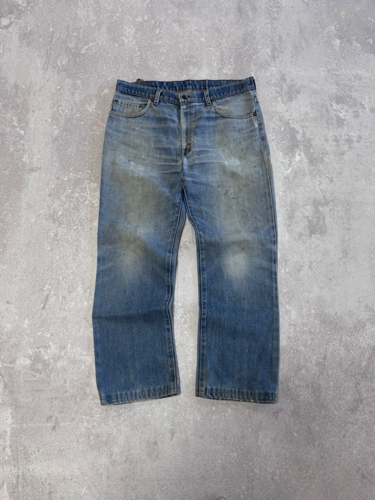 Rare Vintage Levis 60s Jeans With Faded Work Denim And Talon zipper