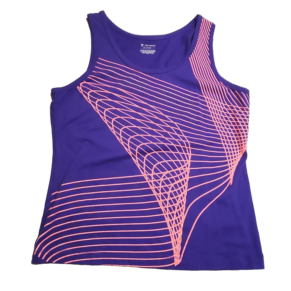 Tek Gear Women's Purple Pink Geometric Tank Top XL Sleeveless Scoop Neck