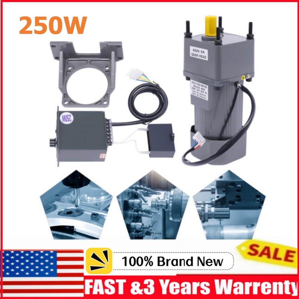 AC Gear Motor with Variable Speed Controller and Bracket Single Phase 250W 110V
