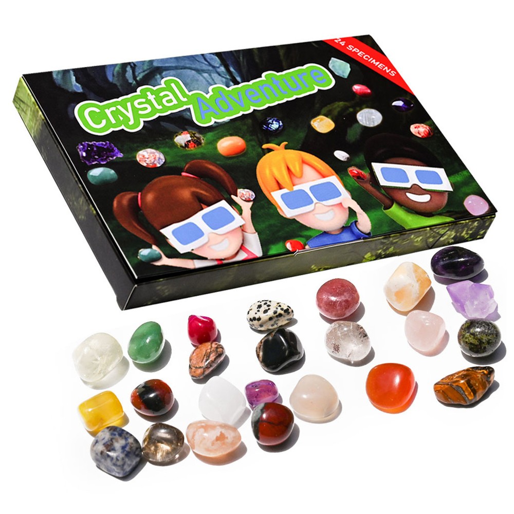 Christmas Countdown Calendars Healing Crystal Stone Advent 24 Pcs Ore Box Gift