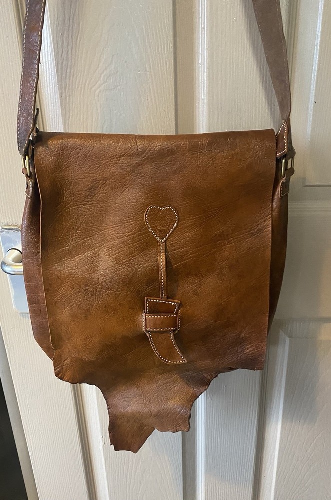 Vintage Distressed Leather Crossbody Bag large