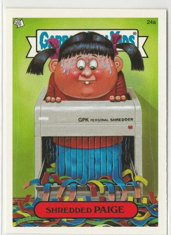 Shredded Paige 24a Garbage Pail Kids GPK Trading Card