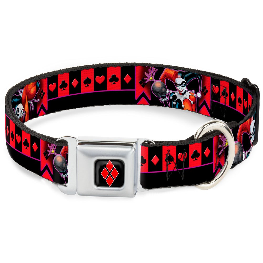 Dog Collar JKG-Harley Quinn Diamond Full Color Black/Red HARLEY QUINN Bomb Poses