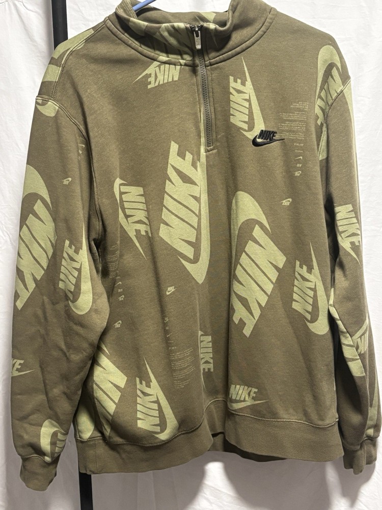 Nike Logo Crew Neck Sweatshirt Olive Green Xl