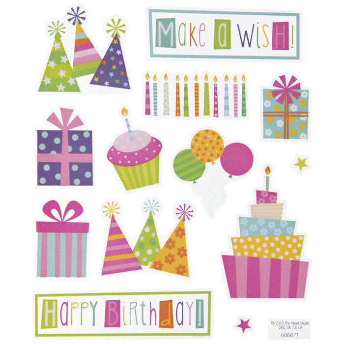 Glitter Birthday Planner Stickers for Papercraft Card Envelope Seal Decor