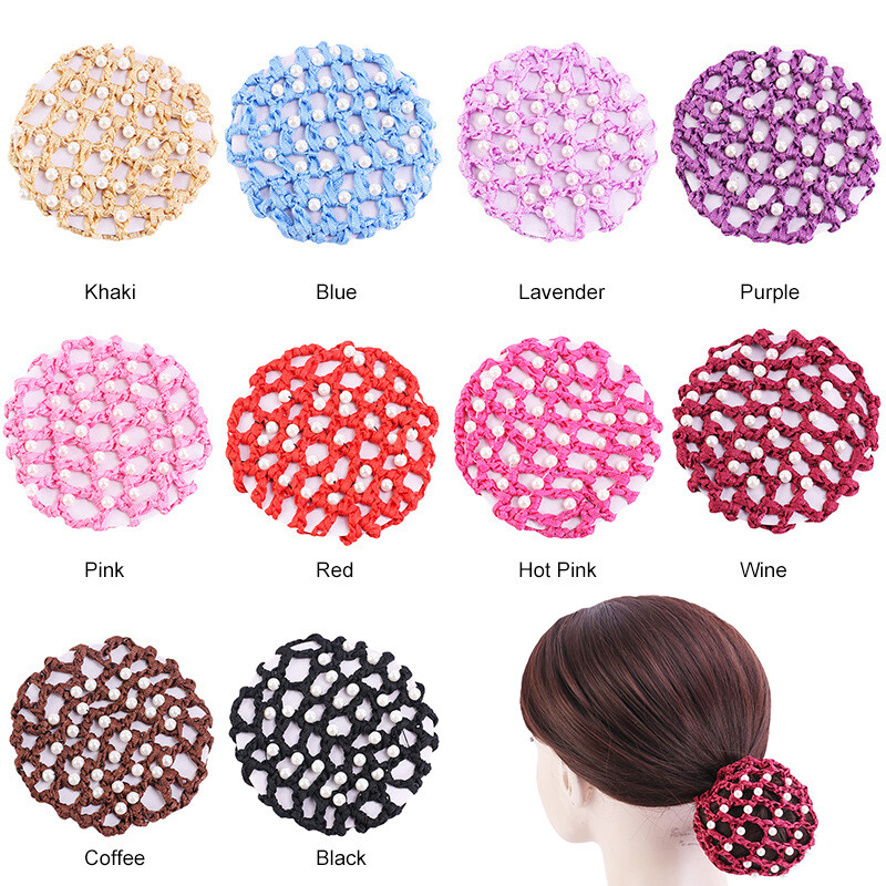 Fashion Womens Girls Bun Cover Hair Net Ballet Dance Elastic Hair Bands Crochet