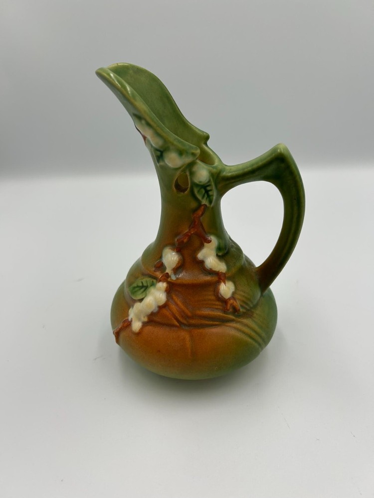 Vintage Roseville Snowberry ITK-6 Green Pitcher Vase Ewer