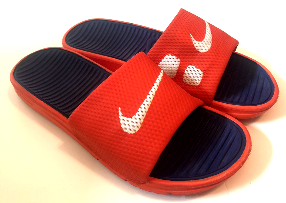 Nike Benassi Solarsoft Slides Men's Size 8 Orange/Blue