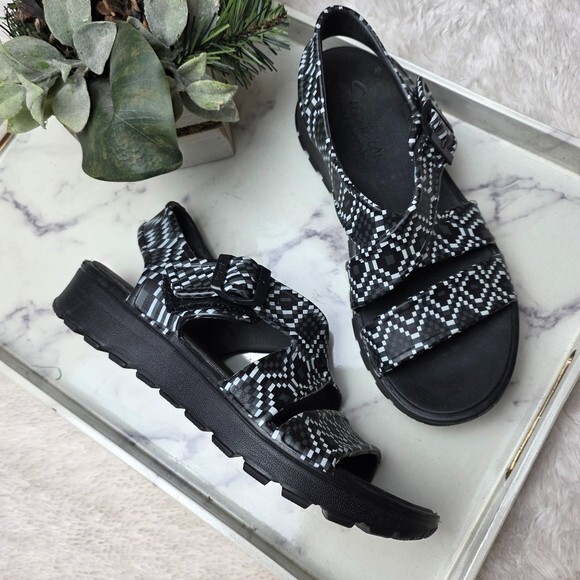 Skechers Foamies Womens Size 10 Black Print Luxe Foam Sandals Beach Ready