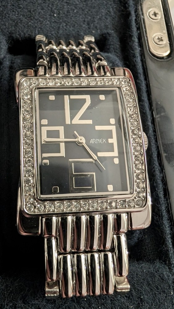 Arnex Majestic 17 Jewel, Gem Encrusted Bezel Watch New Battery!!