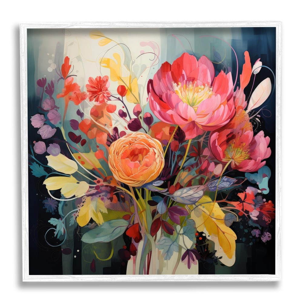 Modern Mixed Blooms Framed Giclee Art by Lazar Studio