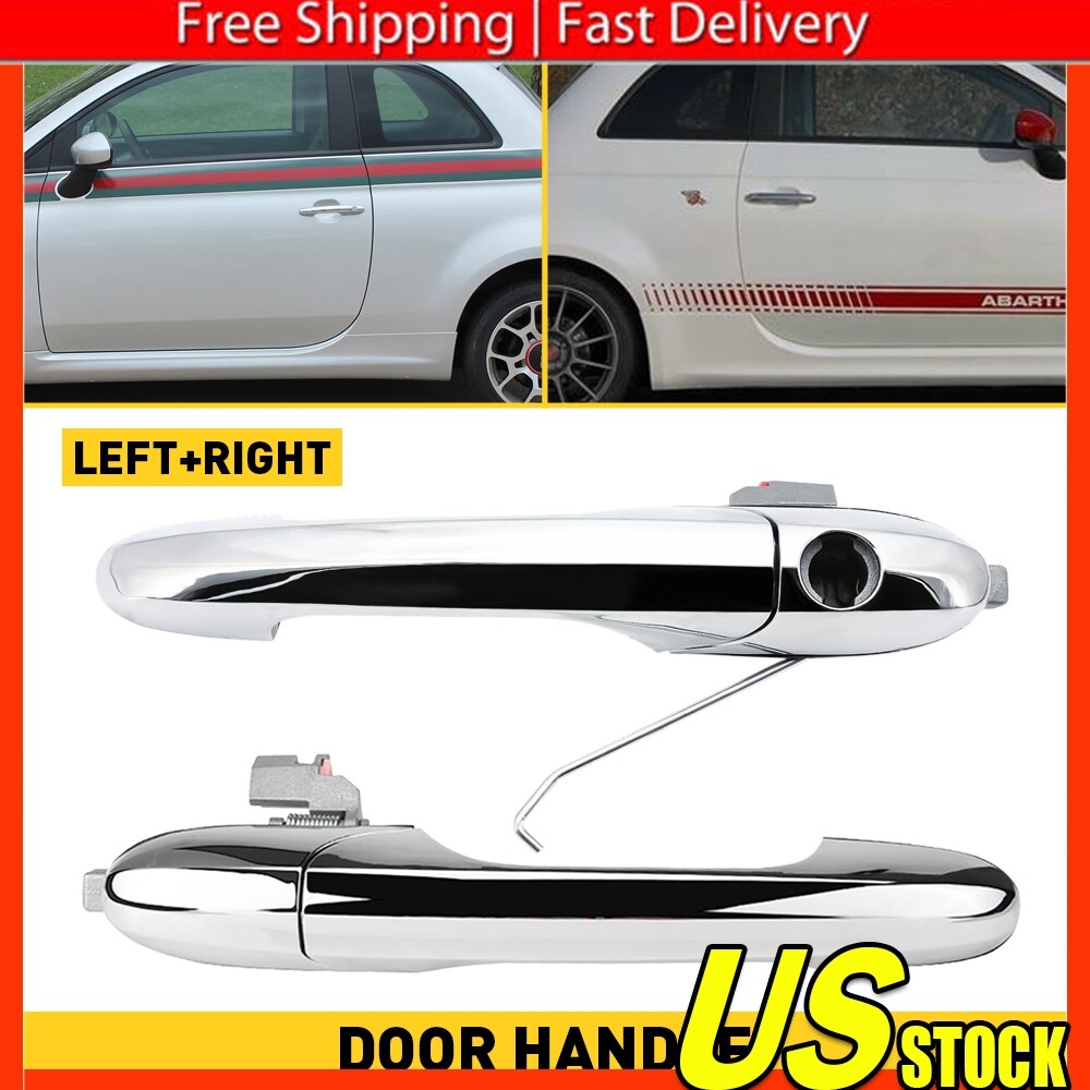 Front Exterior Outside Chrome Door Handle Left / Right Side LH RH for Fiat 500