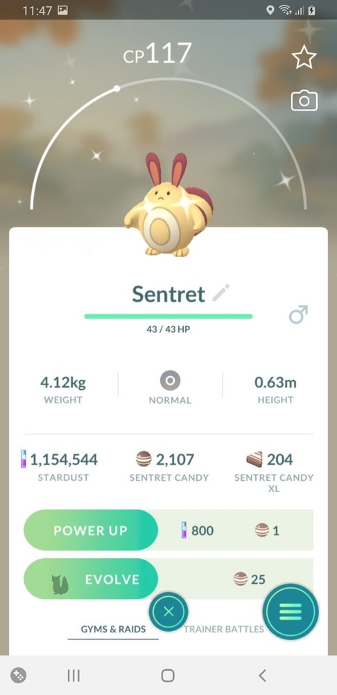 Shiny Sentret in Pokemon Go for Registered and Ultra Friends