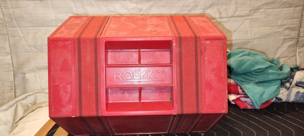 Vintage Rolykit Red Portable Organizer Box for Crafts Fishing Tools