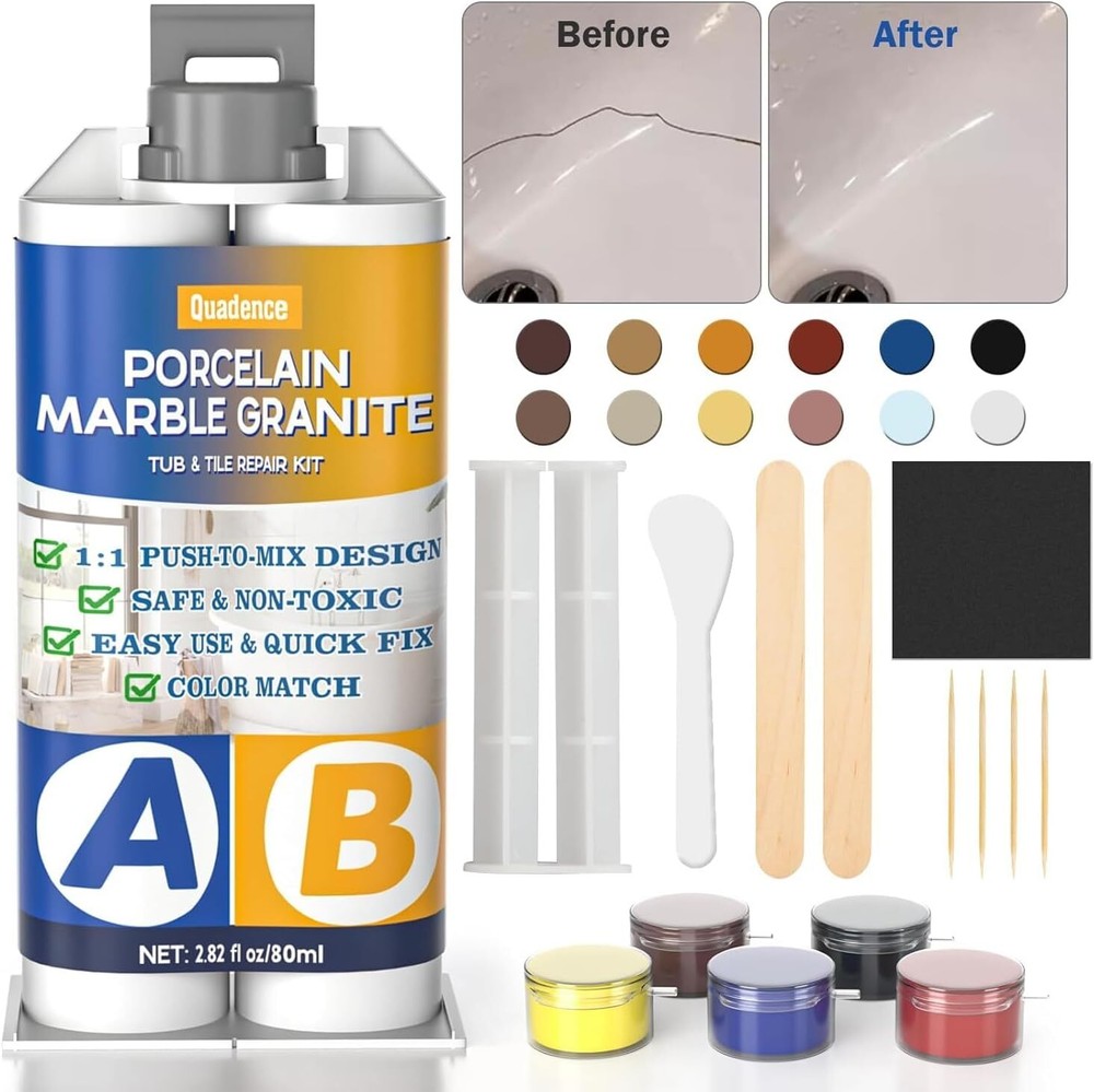 Tub Repair Kit White, Porcelain Repair Kit Fiberglass Tub Repair Kit for Enamel