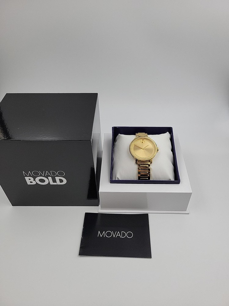 Movado Womens Bold Pale Gold Dial Stainless Steel Watch 3600502