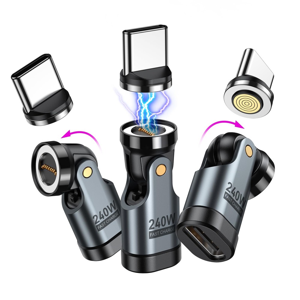 240W USB C Magnetic Adapter 3Pack with 90 Degree Right Angle Gen3 Connector