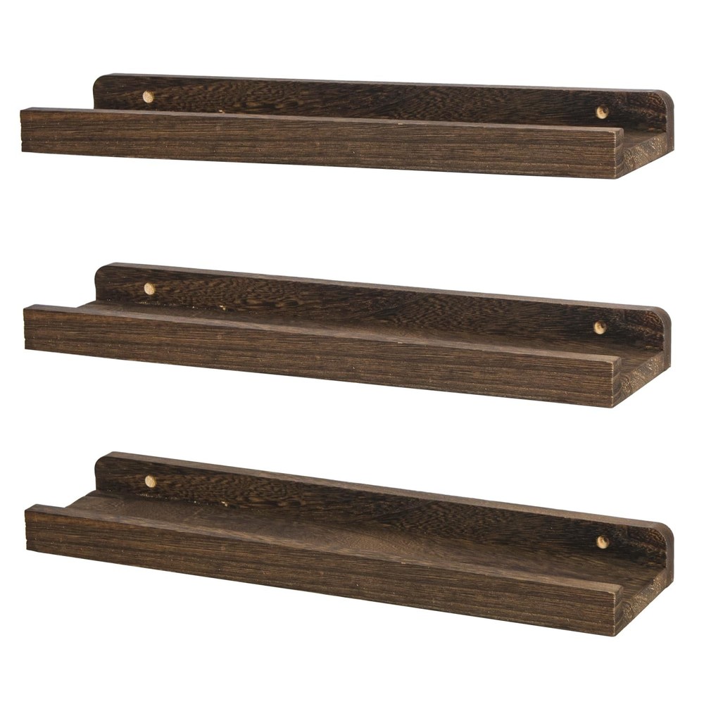 3 PCS 16.5 Inch Wood Floating Picture Ledge Shelf Wall Mounted Display
