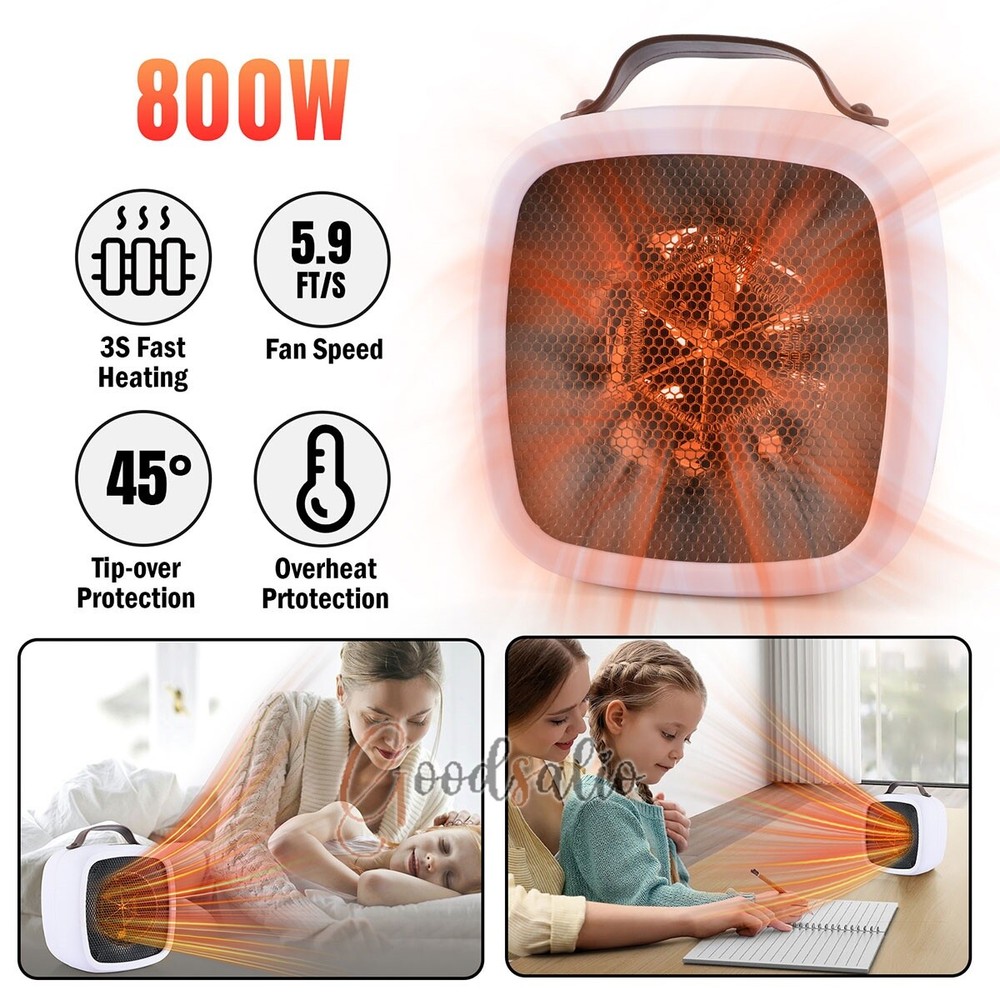 Calentador de Sobremesa Portátil PTC Calentadores Cerámicos Casa Oficina 500W