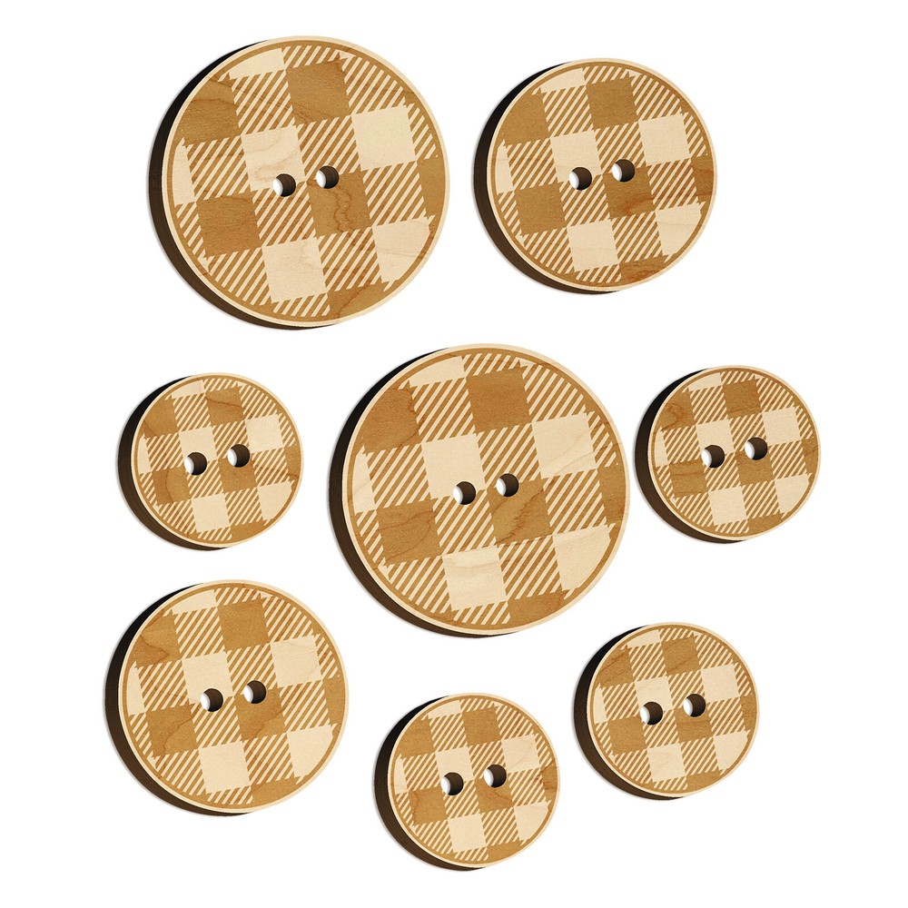 Buffalo Plaid Pattern Wood Buttons for Sewing Knitting Crochet DIY Craft