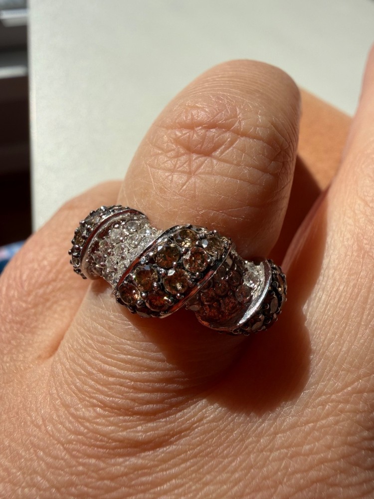 18K White Gold Champagne & White Diamond Statement Ring