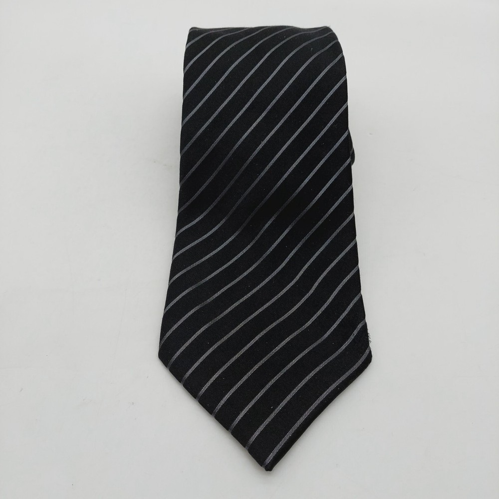 Donald Trump Official Signature Collection Black Gray Striped Silk Tie  