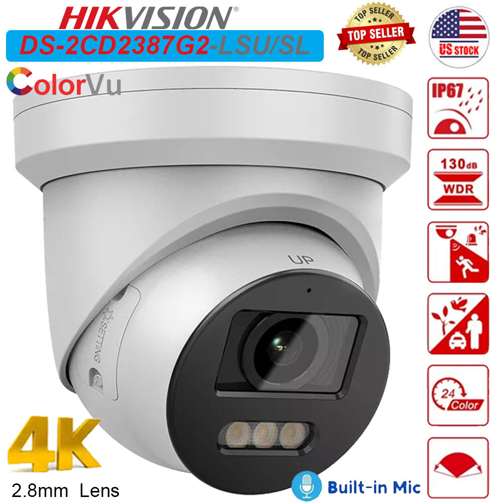 Hikvision 4K 8MP DS-2CD2387G2-LSU/SL ColorVu Camera Audible Warning 2way Audio