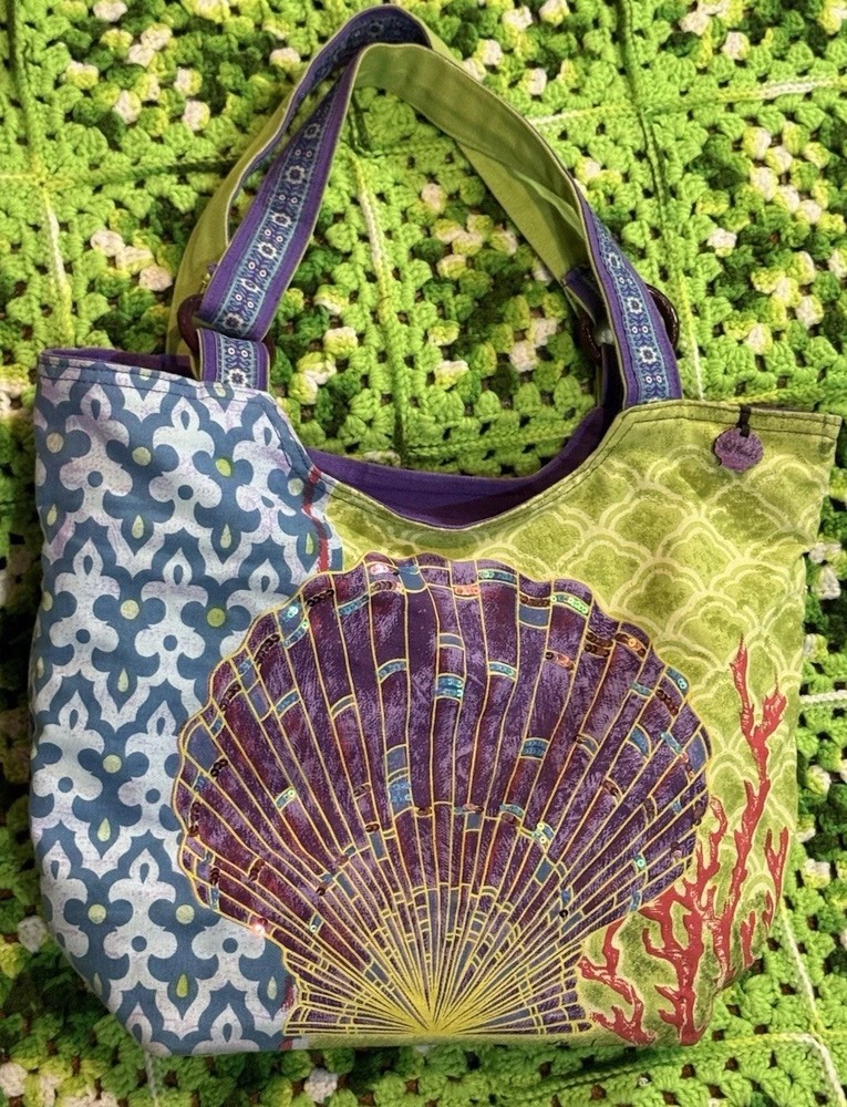 Paul Brent Tote Purse Beach tropical Shells Canvas Travel Carry All Shop