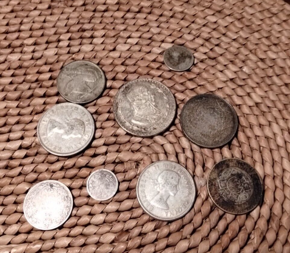 81 Grams of Foreign Silver Coin Lot Great Investment 9 Coins