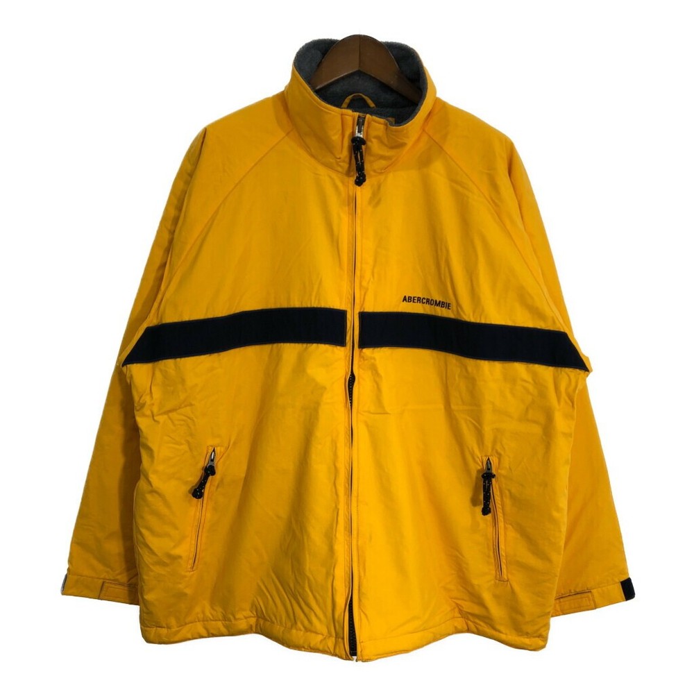 Abercrombie Fitch Mens XL Yellow Nylon Packable Hooded Jacket with Drawstring Preowned  