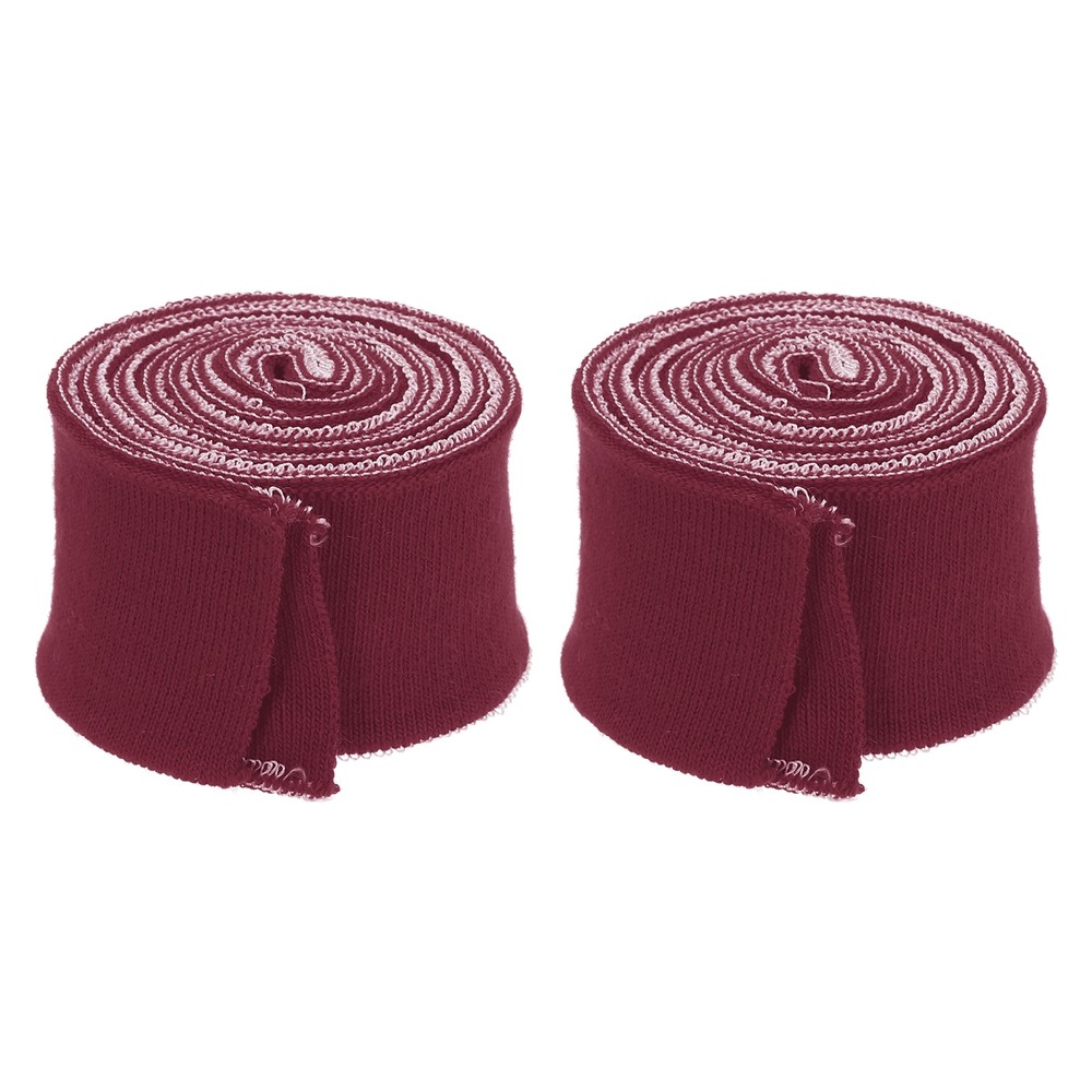 2Pcs 1.5 Inch x 2.6ft Elastic Cuffs Knitted Ribbed Cotton Fabric Wine Red