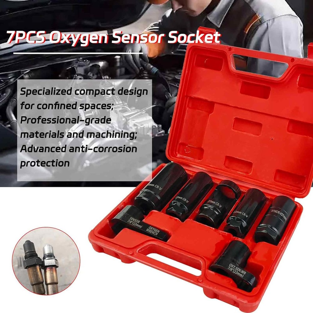 7x Oxygen Sensor Socket 22mm, 27mm, 29mm fits All Vehicle O2  Remover/Installer