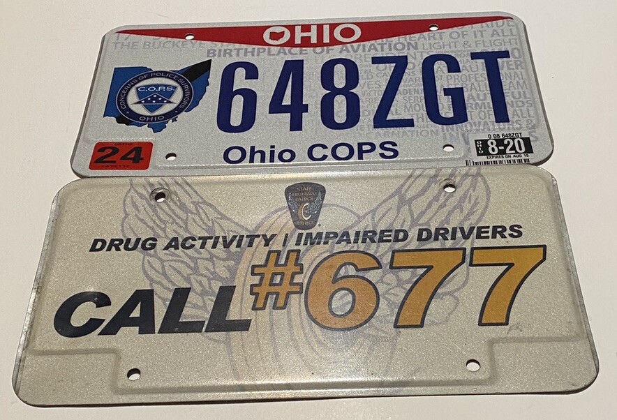 2020 Cops Police and expired Ohio State Highway Patrol License Plates Trooper