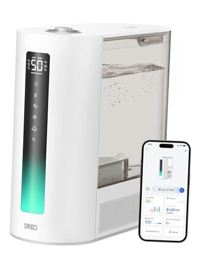 6L Humidifiers for Bedroom, Smart Warm & Cool Mist for Large Room, 60Hr Grey