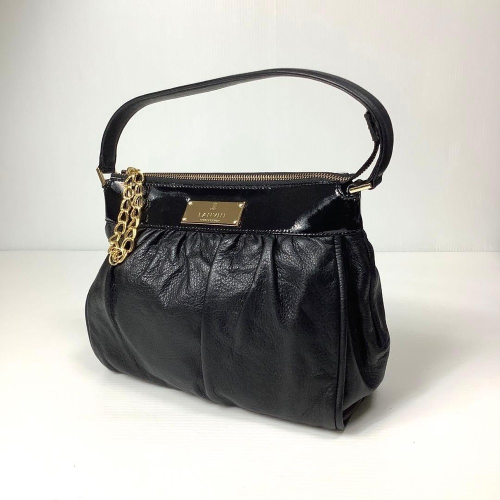 LANVIN Shoulder Bag Handbag Black Leather Ladies Used from Japan