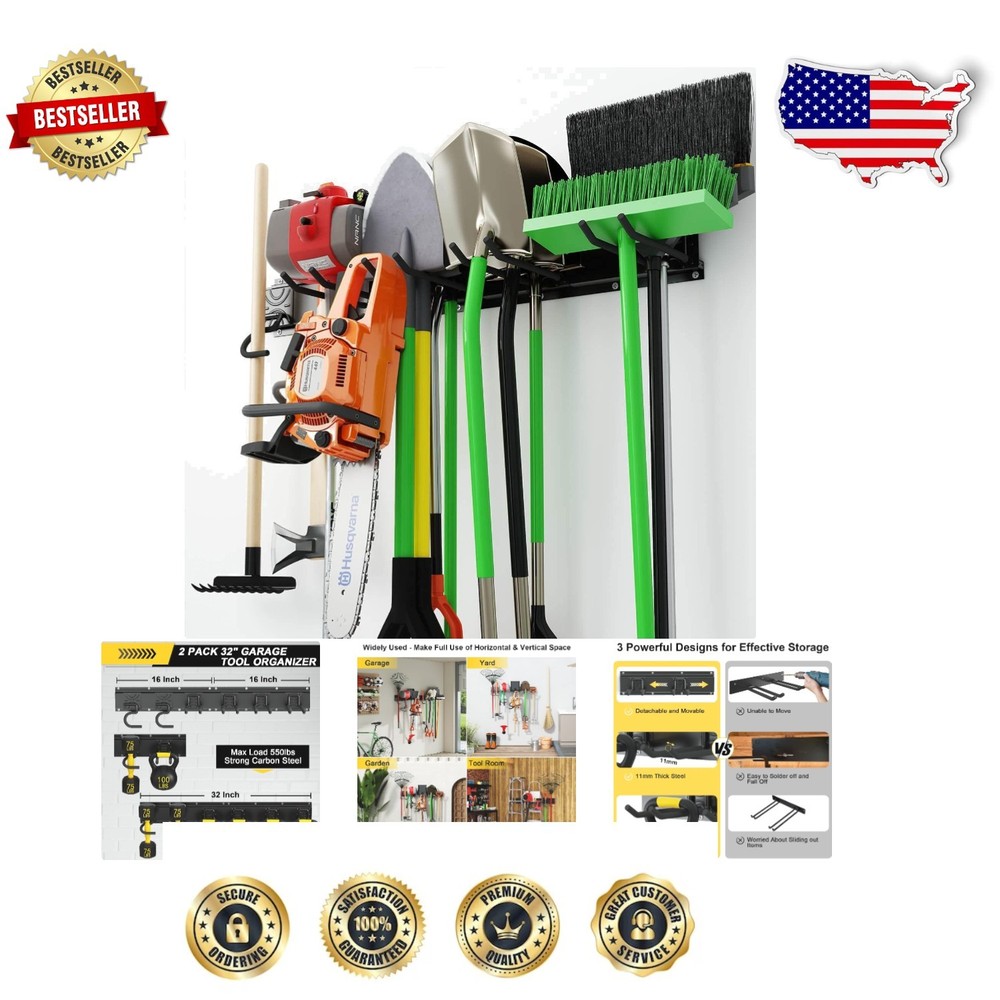 550 lb Heavy-Duty Tool Organizer with 6 Hooks for Garage Storage