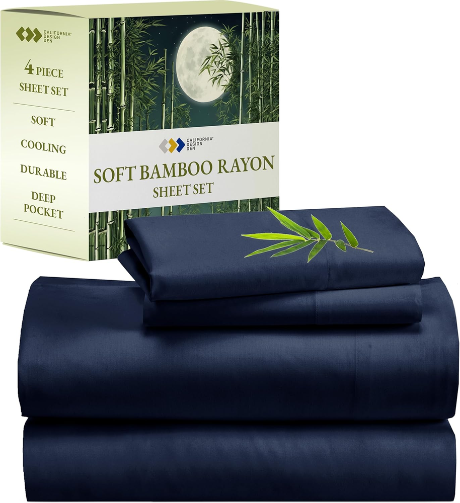 Luxury Cooling Rayon Bamboo Sheets Cal King Blue California King Size