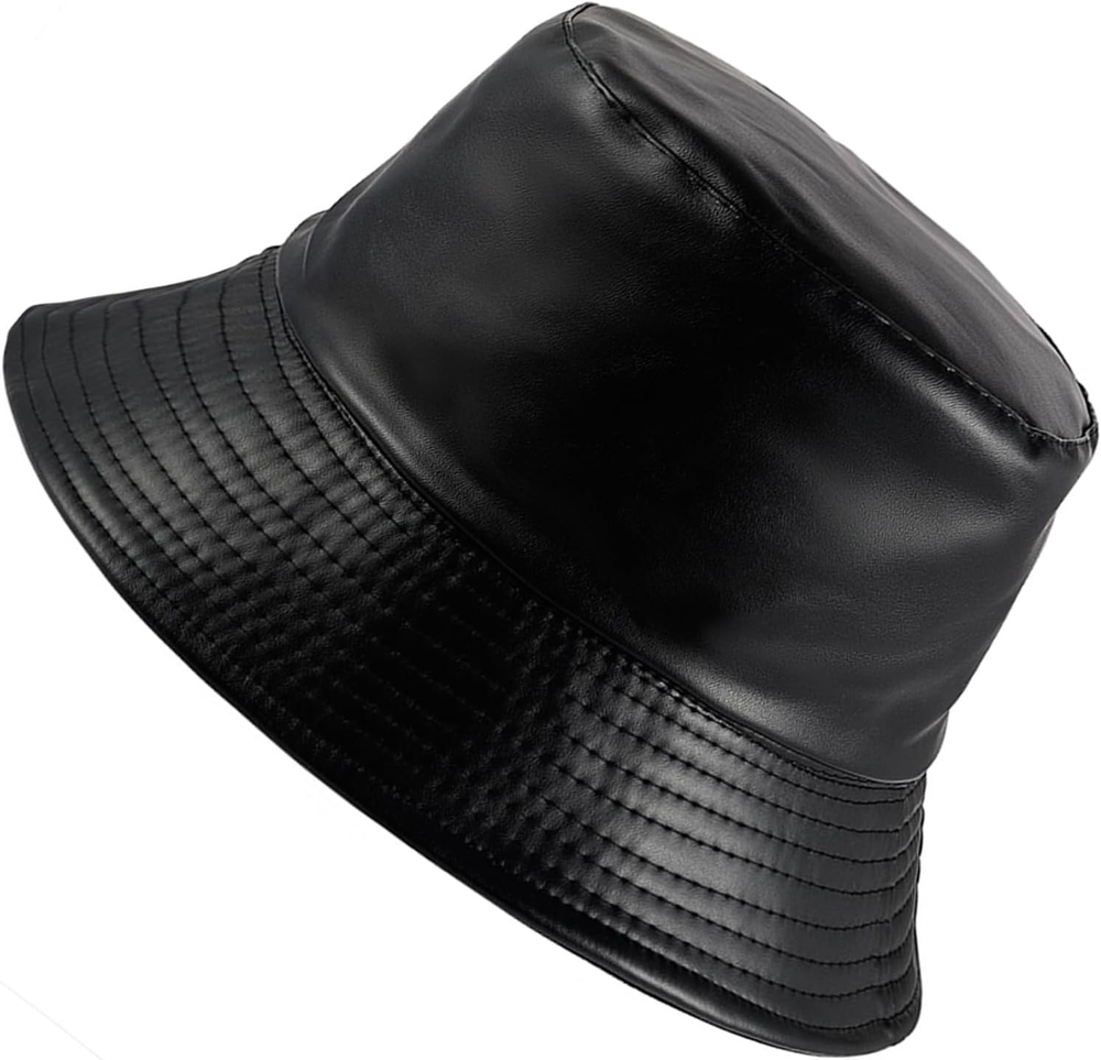 Unisex Silver Bucket Hat Waterproof Rain Hat Reversible Shiny Rave Bucket Hat fo