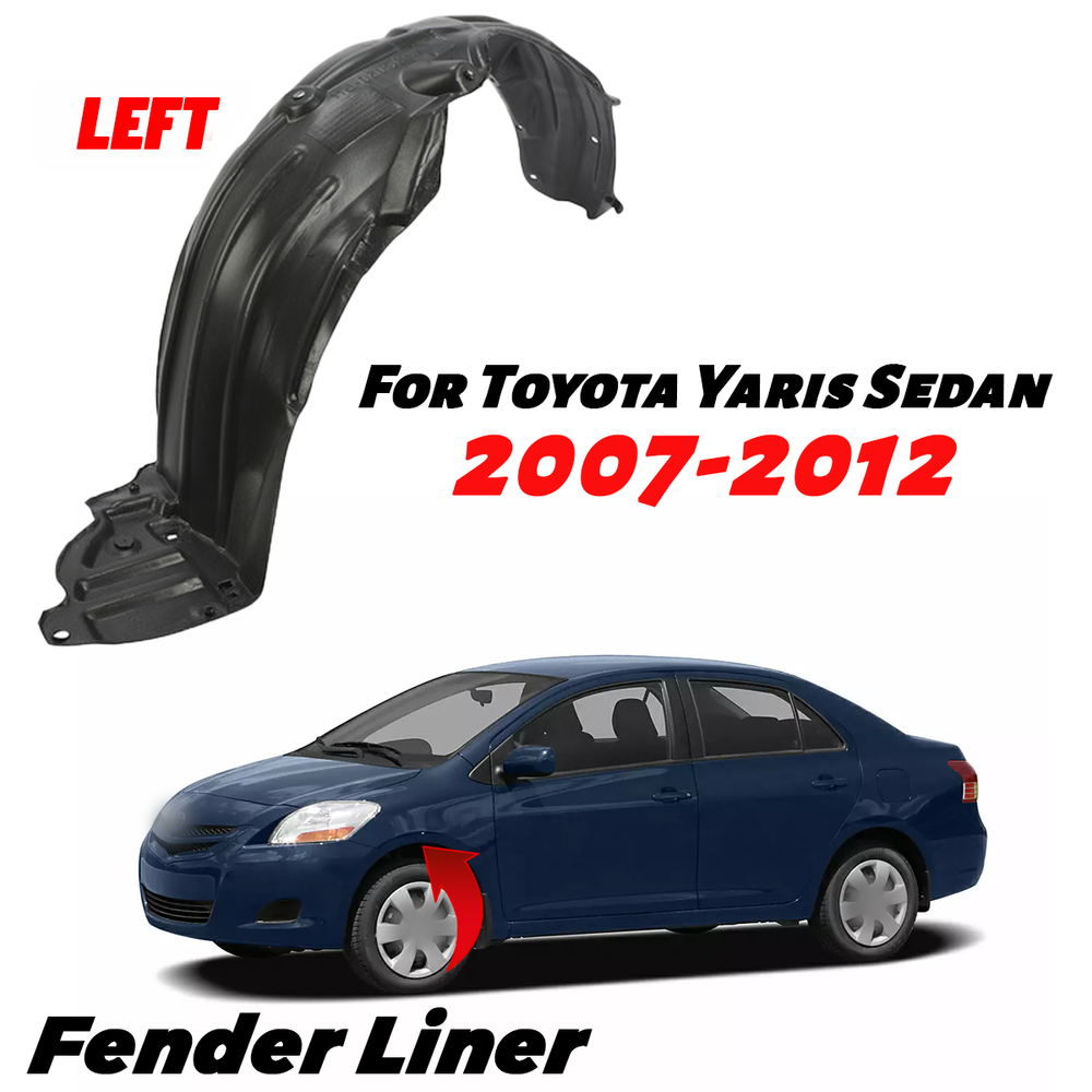 Front Driver Left Side Fender Liner For 2007 2008-2012 Toyota Yaris Sedan