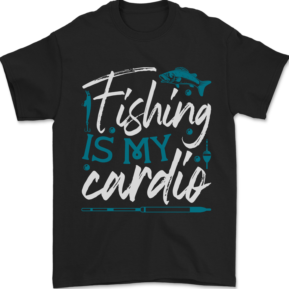 Fishing is My Cardio Funny Fisherman 2 Mens T-Shirt 100% Cotton
