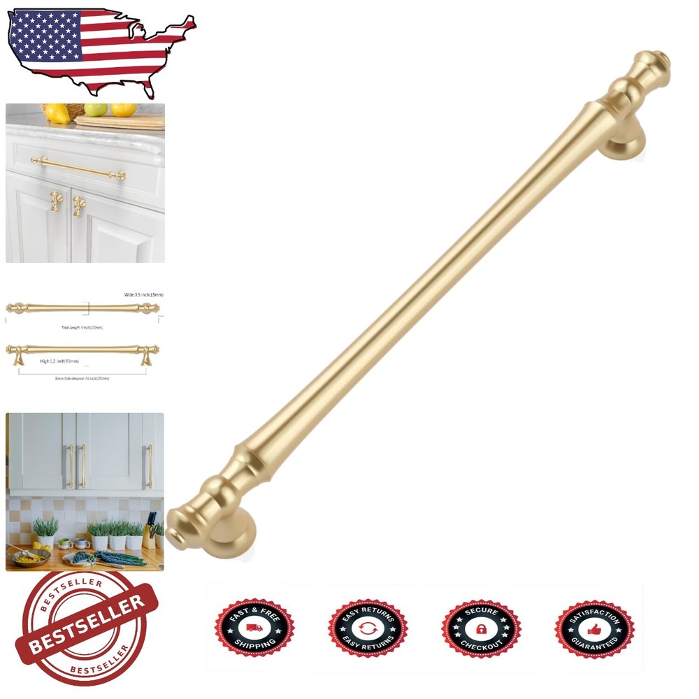 Durable 10-Pack Gold Cabinet Pulls 7.5 Inch for Kitchen & Bathroom Upgrade