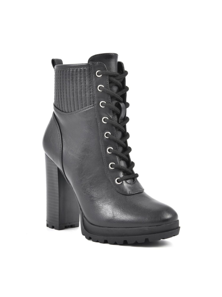 SEVEN DIALS Womens Black Back Pull Tag Ribbed Hugo Toe Block Heel Booties 6.5 M