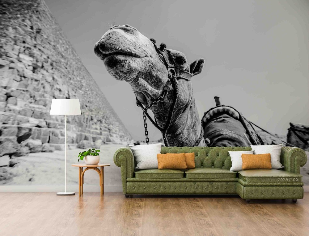 3D Egypt Pyramids Camel Close-up Wall Murals Wallpaper Murals Wall Sticker