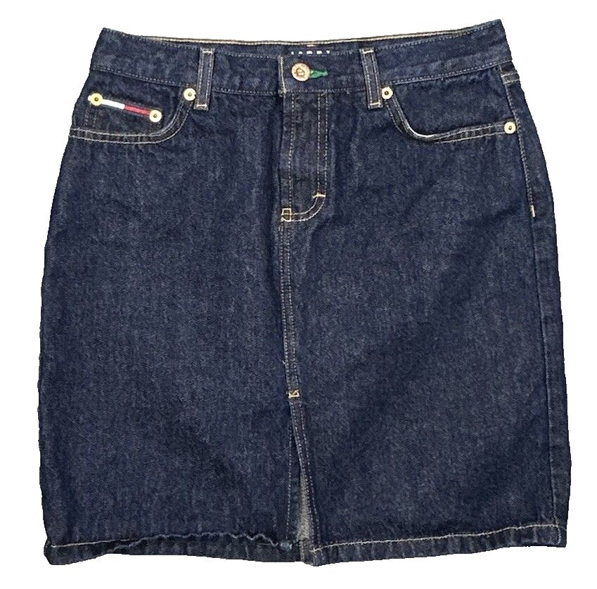Vintage Tommy Jeans Skirt Womens 5 Blue Denim Mini 28x17.5 Tommy Hilfiger Y2K