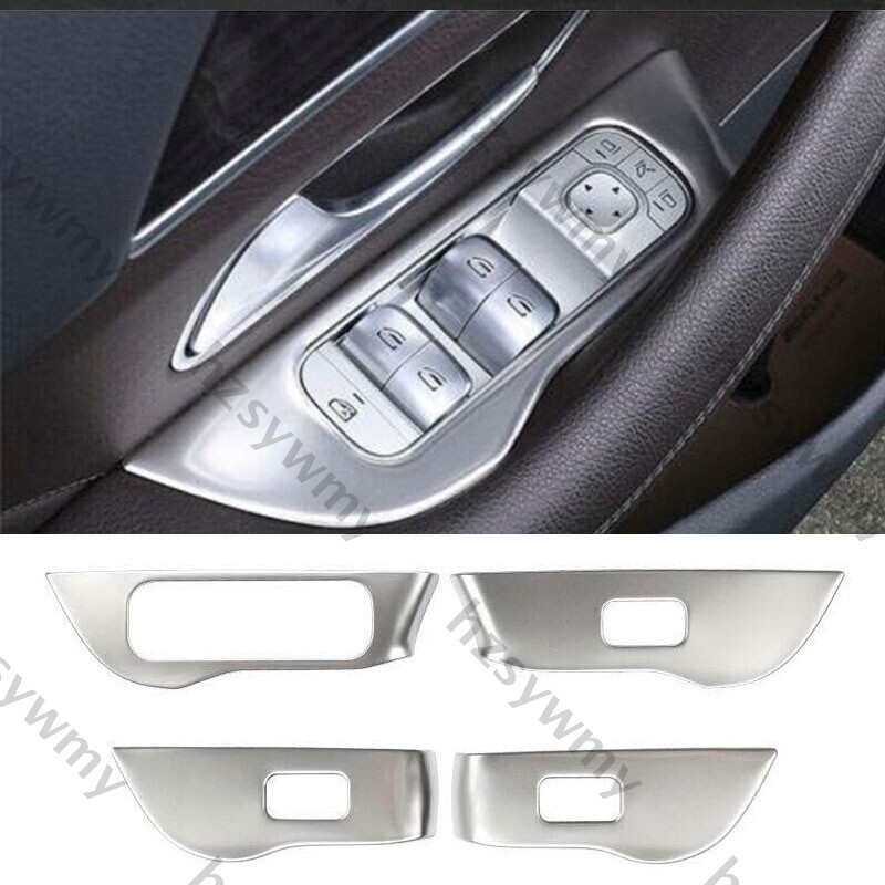 Silver Titanium Window Lift Lock Switch Panel Trim For Benz GLE GLS 2020-2024 4X