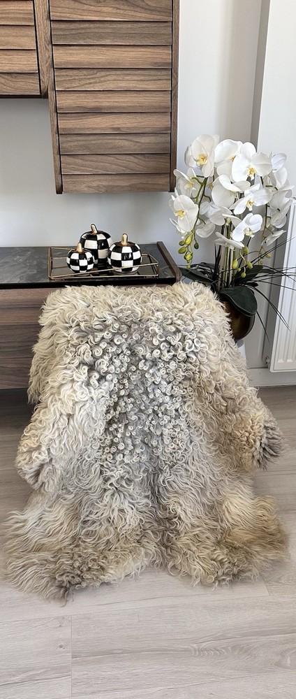 %100 Natural Gotland Sheepskin Rug,sheepskin Pelt,Natural Color,beige,Brown