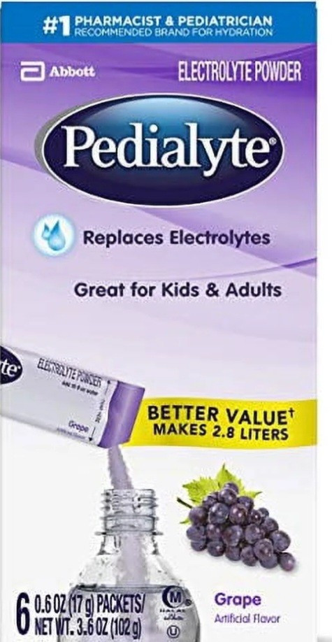1 Pedialyte GRAPE Electrolyte Powder Packets 6 Total 06/01/2025