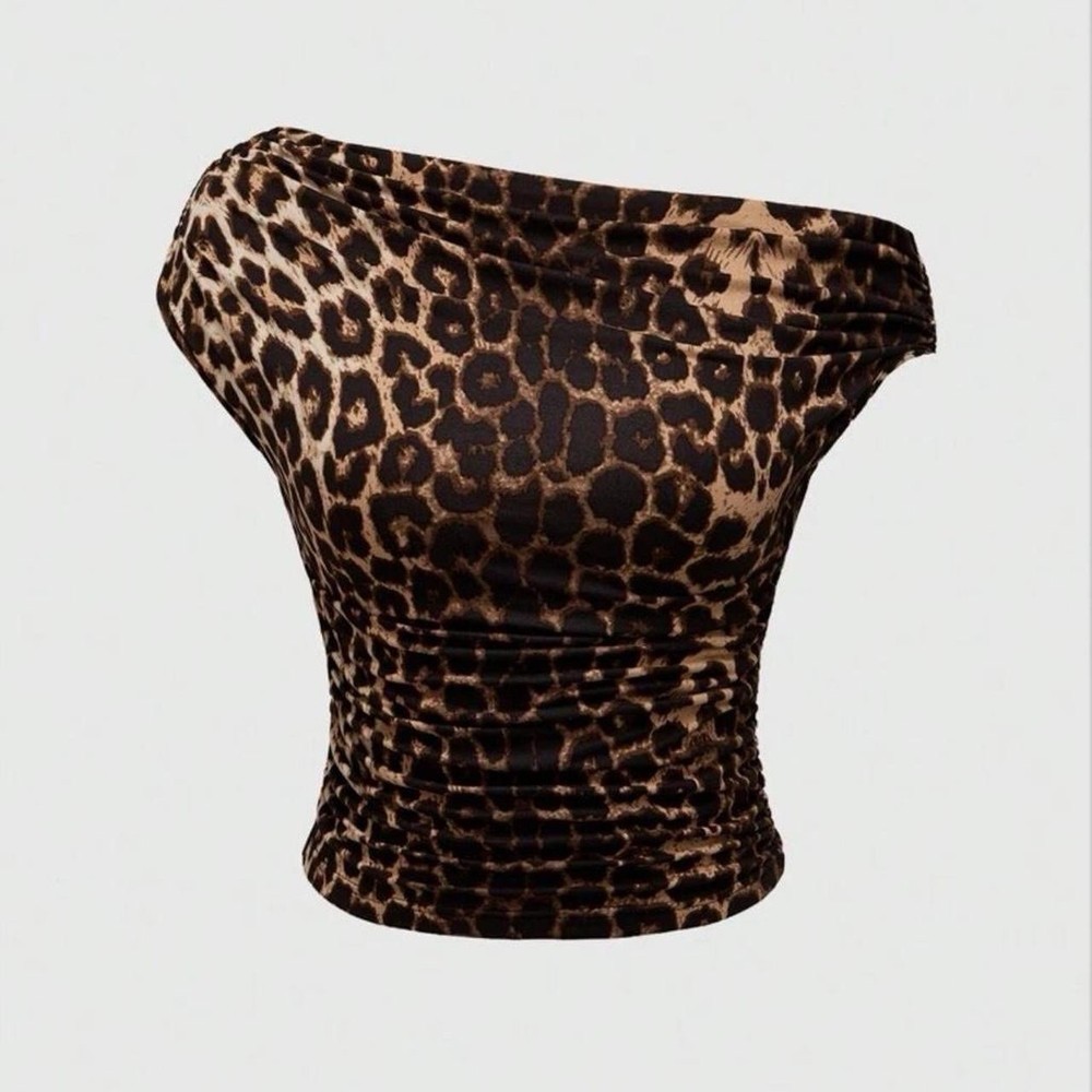 Leopard Print Off Shoulder Top