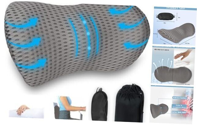 Lumbar Support Pillow for Car with Eye Mask, Breathable Memory Foam Lumbar